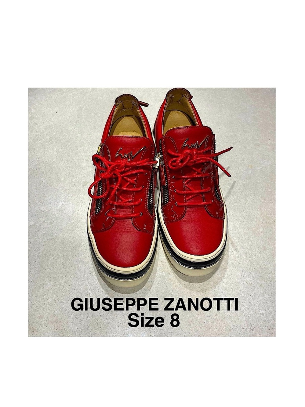 GIUSEPPE ZANOTTI #39159 Black Leather Sneakers Size 8 ⭐️⭐️⭐️⭐️⭐️